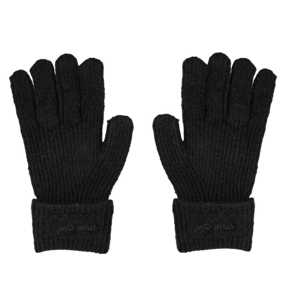 Jack Wills Unisex Adult Knitted Fleece Gloves / Black
